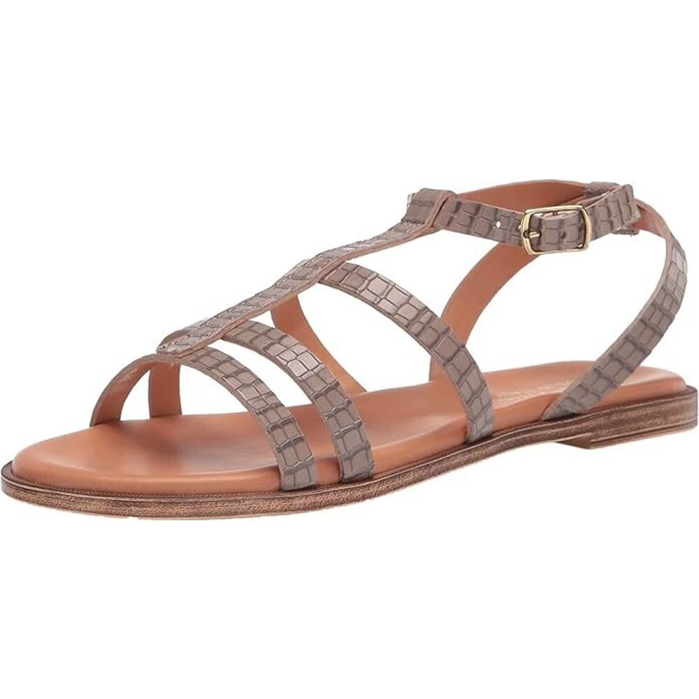 Bella Vita Women's Ira-Italy Croco Italian Leather Strappy Sandals, Grey Size 9W